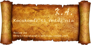 Kecskeméti Antónia névjegykártya