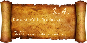 Kecskeméti Antónia névjegykártya